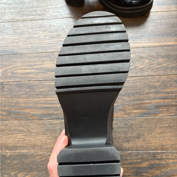 Aldo Glossy Black Heeled Boots - Picture 3 of 4